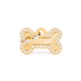 Engraved ID Tag for Dogs and Cats: Small Gold Glam Bone