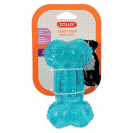 ZOLUX TPR POP Dog Toy – Bone, 12 cm, Turquoise