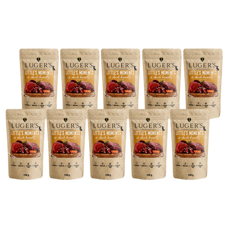 Luger's Little's Moments Wet Dog Food for Small Breeds with Duck Hearts and Carrots, 10 x 150 g Set