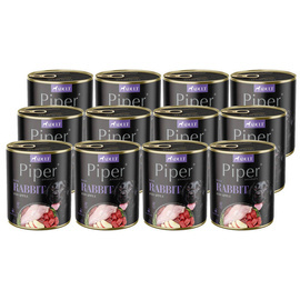 Piper Animals Wet Dog Food with Rabbit and Apple, 12 x 800 g Set