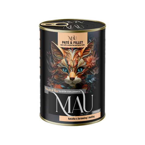 MAU Pâté and Fillet Wet Cat Food for Neutered Cats: Duck with Cranberries and Lemon Balm, 400 g