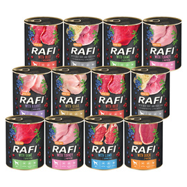 Rafi Wet Dog Food, Mixed Flavors, 12 x 800 g Set
