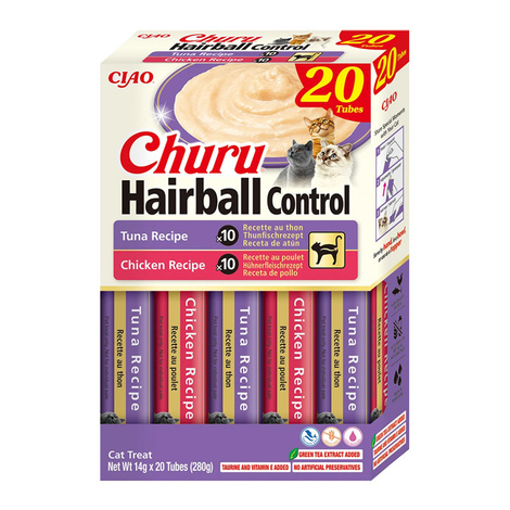 Inaba Cat Churu Hairball Variety Cat Treats, 20 x 14 g