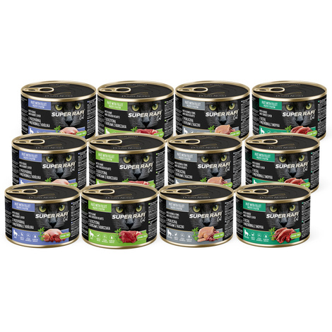 Super Rafi Cat Wet Cat Food, Assorted Flavors, 12-Pack (185 g each)
