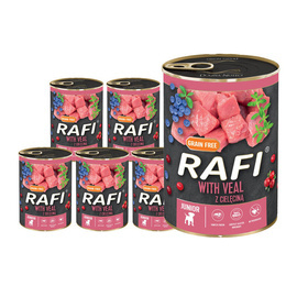 Rafi Junior Wet Dog Food with Veal, 6 x 400 g Pack