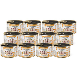 Super Rafi Mini Wet Food for Small Breed Dogs with Quail and Duck Liver, 12 x 185 g Set