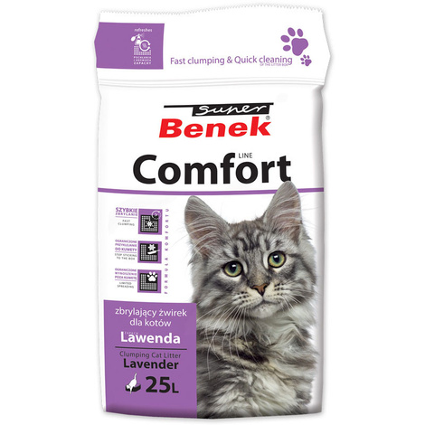 Super Benek Lavender-Scented Clumping Cat Litter, 25 L