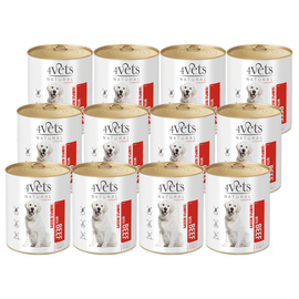 4Vets Natural Wet Dog Food with Beef, 12-Pack (800 g each)