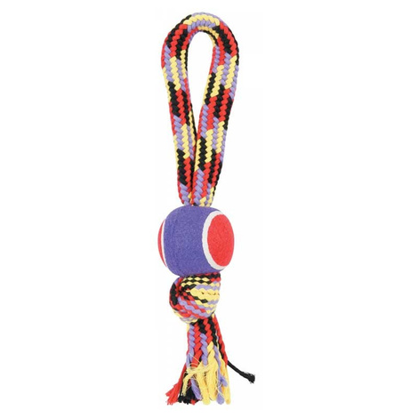 Zolux Dog Tug Toy: Rope with Tennis Ball and Handle, 40 cm