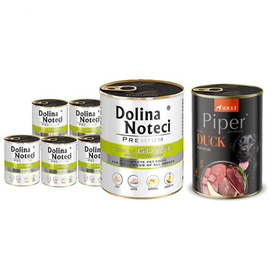 Dolina Noteci Premium Wet Dog Food, Rich in Goose with Potatoes, 6-pack (800 g each) + Free Piper Animals with Duck and Pear (400 g)