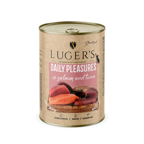 Luger's Daily Pleasures Sterilised Wet Cat Food with Salmon and Tuna, 400 g