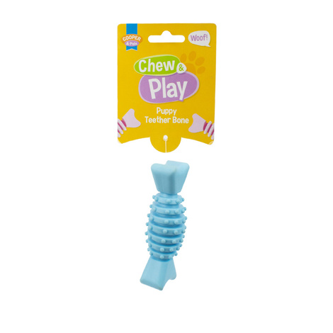 Cooper & Pals Puppy Chew Toy, Blue Cube, 12 cm
