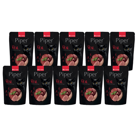 Piper Animals Junior Wet Cat Food with Veal, 10 x 100 g Pack