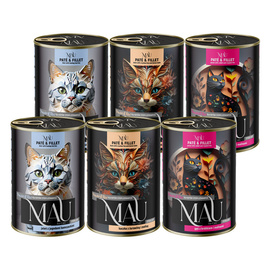 MAU Pâté and Fillet Wet Cat Food for Neutered Cats, Mixed Flavors, 6 x 400 g Set