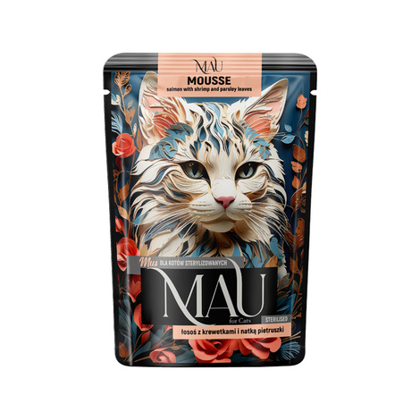 MAU Mus Karma Wet Food for Spayed Cats: Salmon with Shrimp and Parsley, 85 g