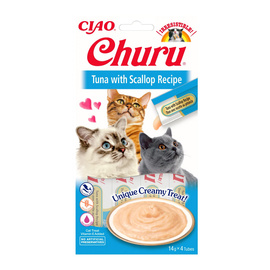 Inaba Cat Churu Cat Treats, Tuna and Scallop Flavor, 4 x 14 g