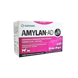 Eurowet Amylan-AD Digestive Supplement for Dogs and Cats, 30 tablets