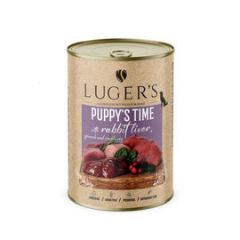 Luger's Puppy's Time Wet Dog Food for Puppies with Rabbit Liver, Spinach, and Cranberries, 400 g