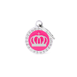 Engraved ID Tag for Dogs and Cats: Pink Glam Crown