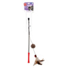 Feather Teaser Cat Toy: Fishing Rod with Feathers and a Rattle, 62 cm