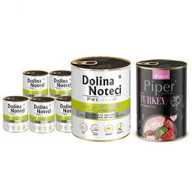 Dolina Noteci Premium Wet Dog Food, Rich in Goose with Potatoes, 6-Pack (800 g each) + Free Piper Animals Wet Dog Food with Turkey and Broccoli (400 g)