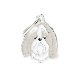 Engraved ID Tag for Shih Tzu Dogs, Gray