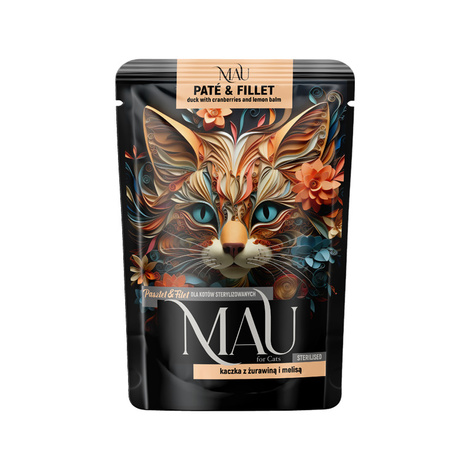 MAU Pâté and Fillet Wet Cat Food for Spayed/Neutered Cats: Duck with Cranberries and Lemon Balm, 85 g