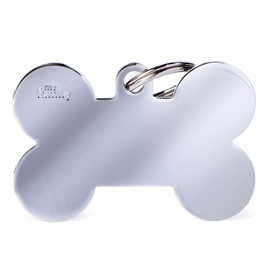 Large Silver Bone XL Engraved ID Tag for Dogs and Cats