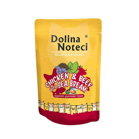 Dolina Noteci Superfood Wet Cat Food with Chicken and Beef, with Herring, 85 g pouch