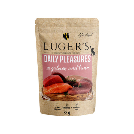 Luger's Daily Pleasures Sterilised Wet Cat Food with Salmon and Tuna, 85 g