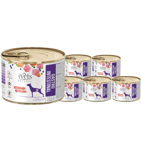 Veterinary wet dog food for dogs with gastric issues: 4Vets Natural Gastro Intestinal, 6-pack (185 g each)