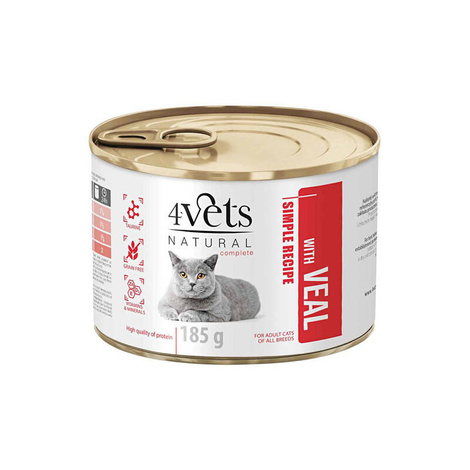 4Vets Natural Wet Cat Food with Veal, 185 g