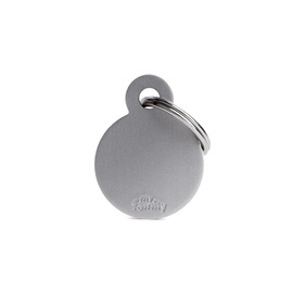 Engraved ID Tag for Dogs and Cats: Small Gray Circle