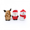 Zippy Paws Plush Dog Toys: Santa Claus, Reindeer, Snowman (3-Pack)