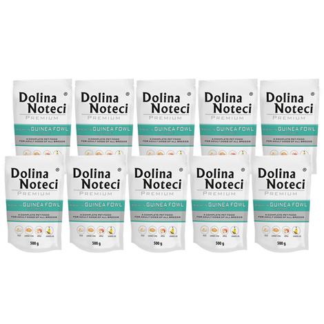 Dolina Noteci Premium Wet Dog Food, Rich in Guinea Fowl and Apple, 10 x 500 g Set
