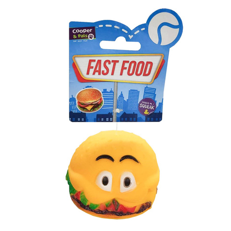 Cooper & Pals Squeaky Dog Toy: Fast Food Hamburger, 8.5 cm