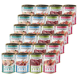 Super Rafi Wet Dog Food with Guinea Fowl and Beef Liver, 12 x 400 g Set