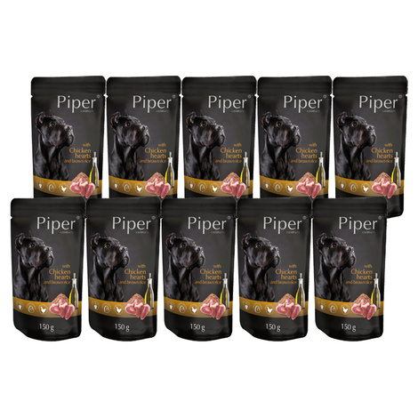 Piper Animals Wet Dog Food with Chicken Hearts and Rice, 10 x 150 g Pack
