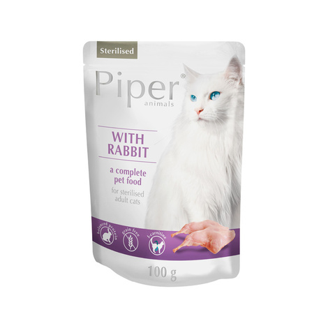 Piper Animals Sterilised Wet Cat Food with Rabbit for Spayed and Neutered Cats, 100 g