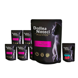 Dolina Noteci Premium Wet Cat Food: Turkey Breast Fillet, 10-pack (85 g each) + a free 85 g serving of tuna