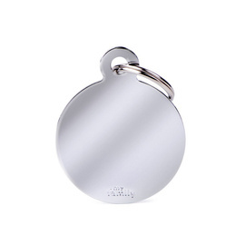 Engraved ID Tag for Dogs and Cats—Large Silver Circle