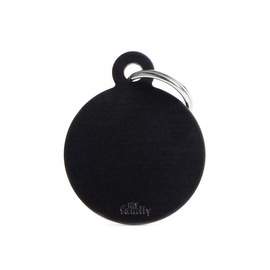 Engraved ID Tag for Dogs and Cats—Large Black Circle