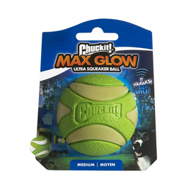 Chuckit! Max Glow Ultra Squeaker Glowing Ball with Squeaker for Medium Dogs, 6.5 cm