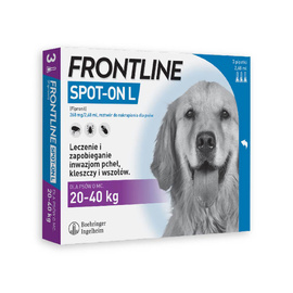 Frontline Spot-on Spot-on Solution for Dogs Against Fleas and Ticks, L, 3 pipettes, 2.68 ml