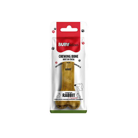 BUBAlicious Dog Chew Toy: Hard Beefhide Bone with Rabbit, 12 cm