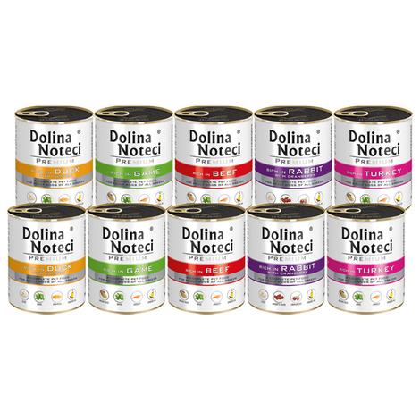 Dolina Noteci Premium Wet Dog Food: Assorted Flavors (No Fish or Chicken), 10 x 800 g Set