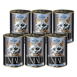 MAU Pâté and Fillet Wet Cat Food for Spayed/Neutered Cats: Venison with Kamchatka Berries, 6 x 400 g Set