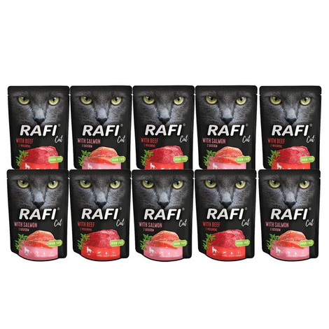 Rafi Cat Wet Cat Food, Assorted Flavors, 10 x 300 g