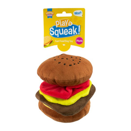 Cooper &amp; Pals Plush Dog Toy: Fast Food Hamburger, 11.5 cm