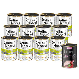 Dolina Noteci Premium Wet Dog Food, Rich in Goose with Potatoes, 12-pack (400 g each) + Free Piper Animals Wet Dog Food with Turkey and Broccoli (400 g)